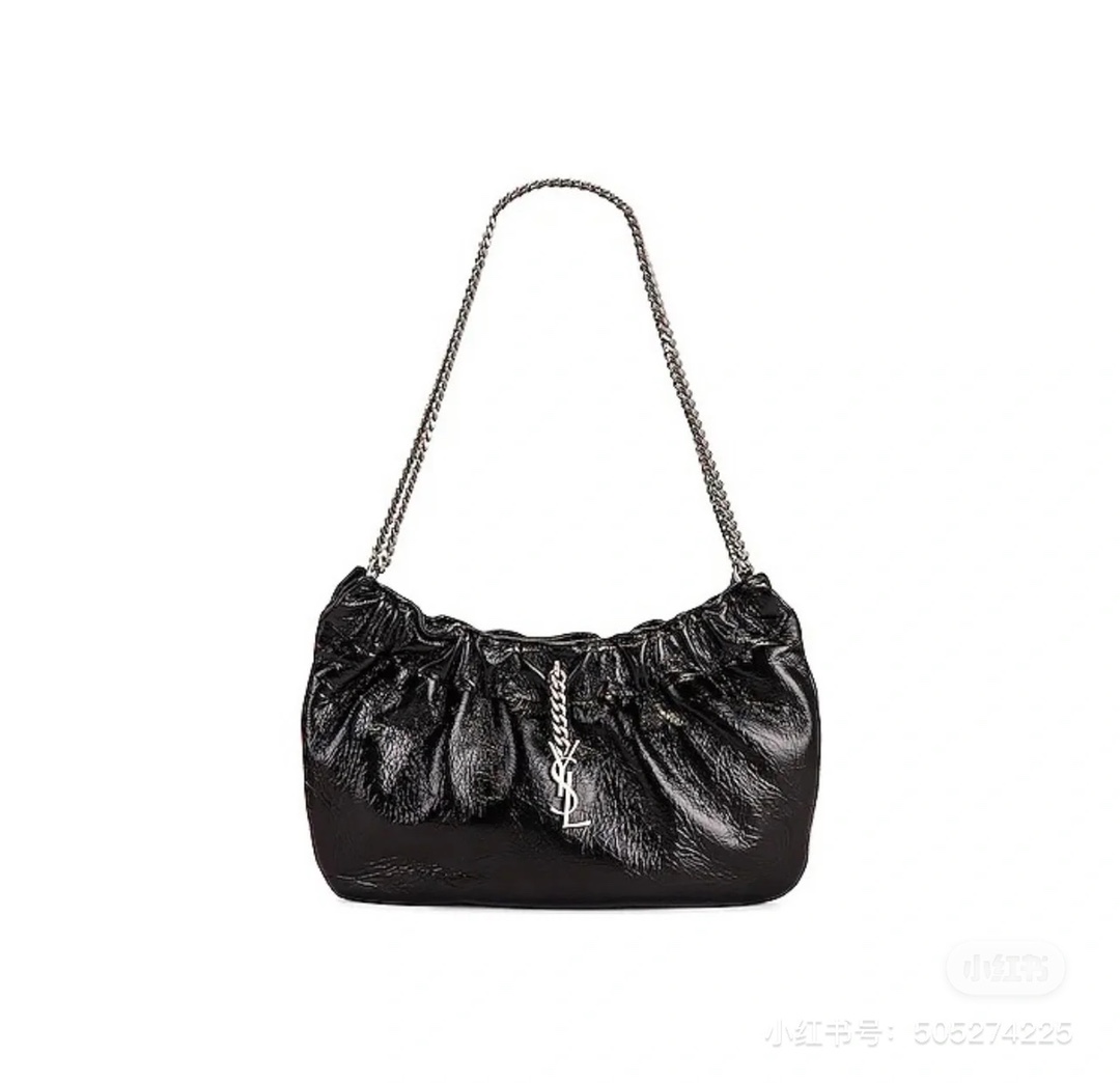 Saint laurent Ysl 专柜新款云朵型腋下链条包 681632黑色银扣