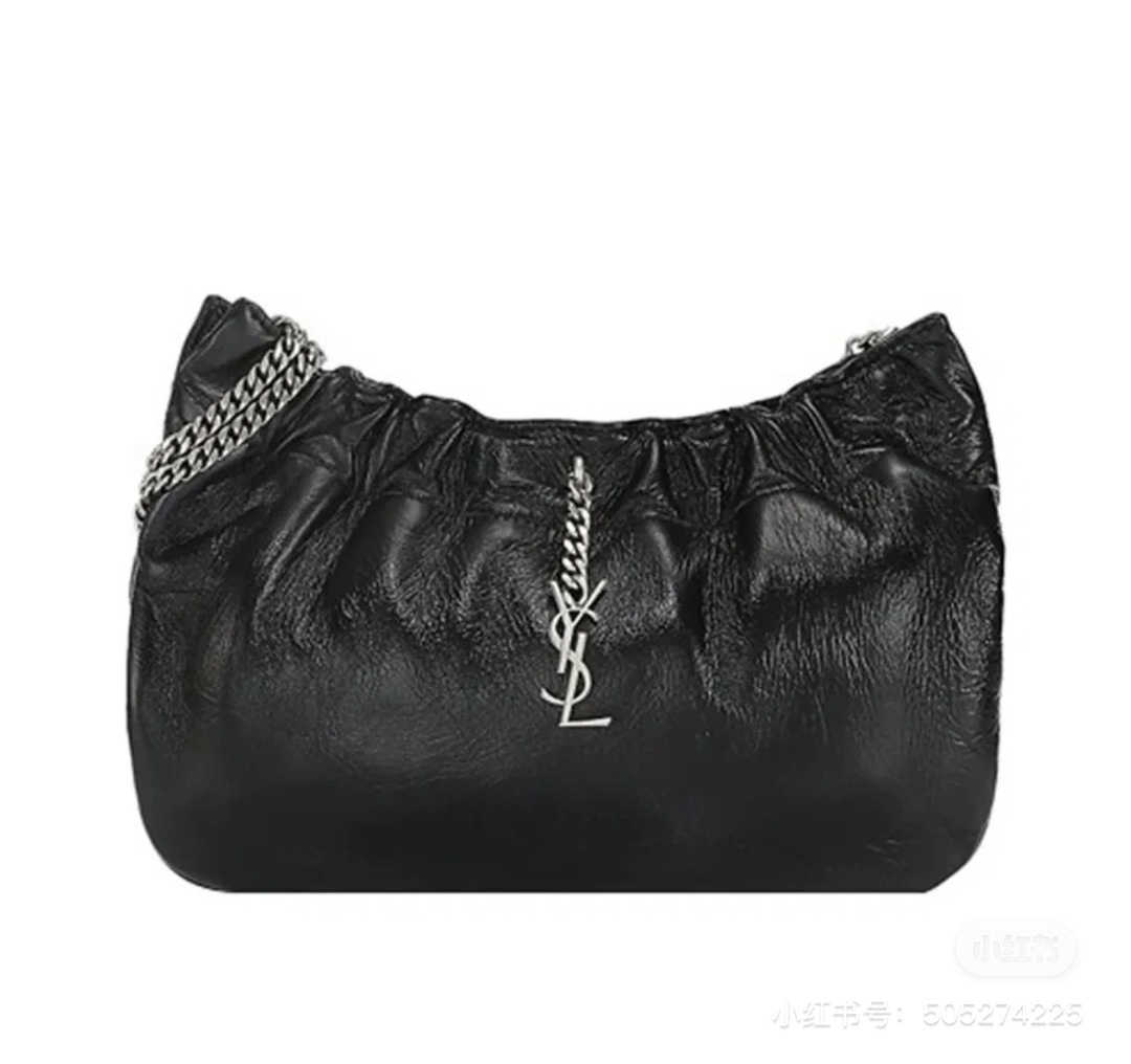 Saint laurent Ysl 专柜新款云朵型腋下链条包 681632黑色银扣