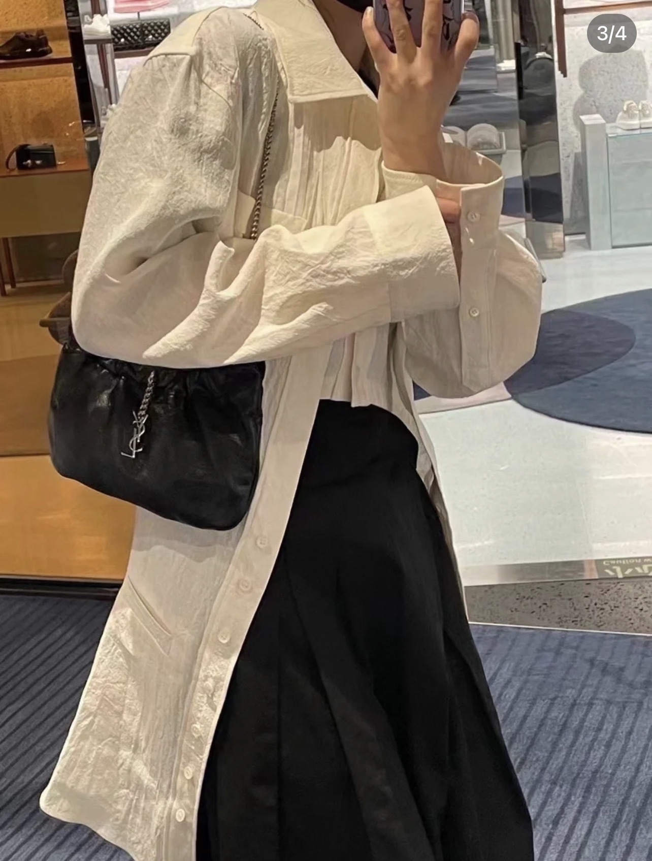 Saint laurent Ysl 专柜新款云朵型腋下链条包 681632黑色银扣