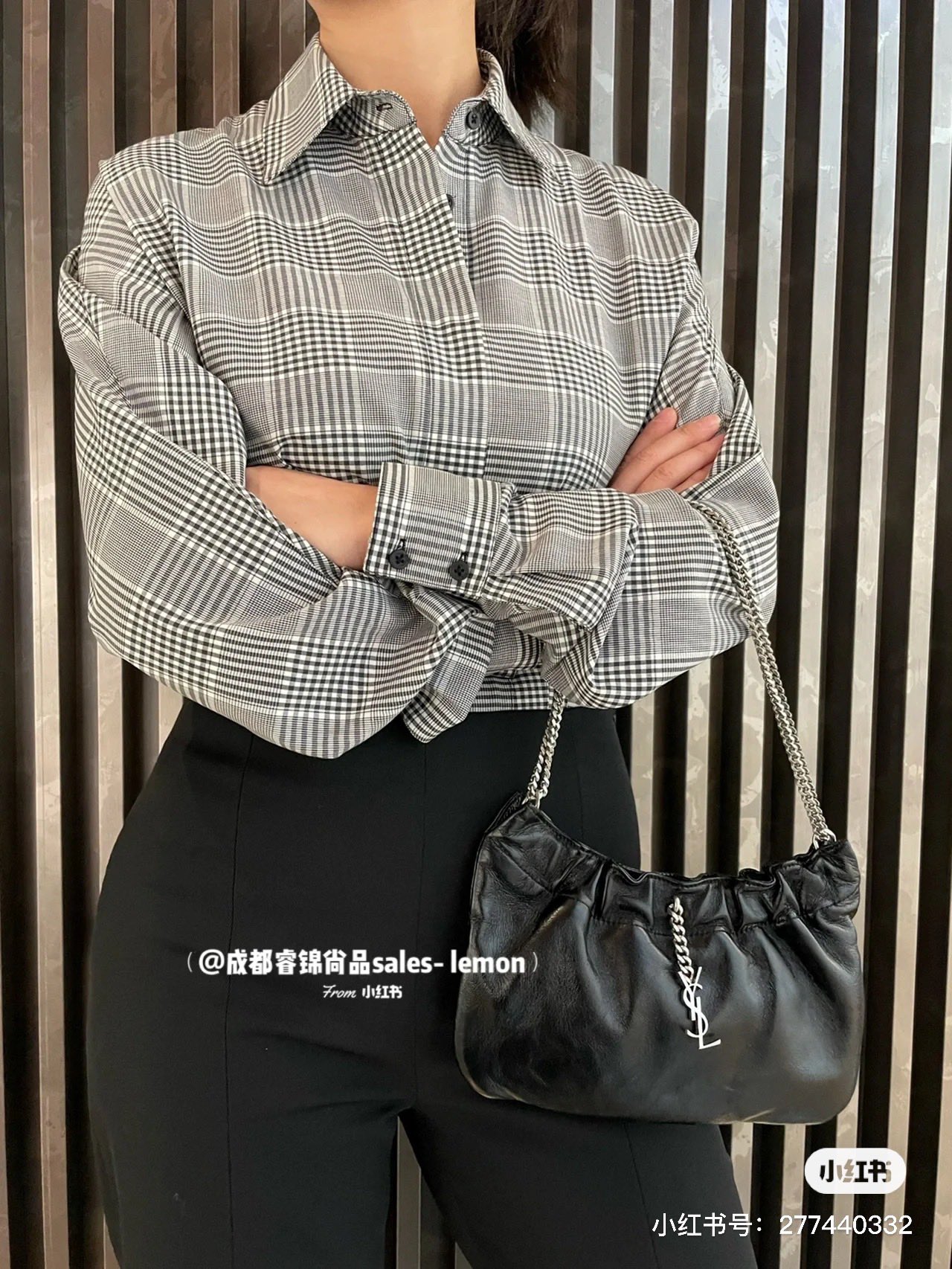 Saint laurent Ysl 专柜新款云朵型腋下链条包 681632黑色银扣