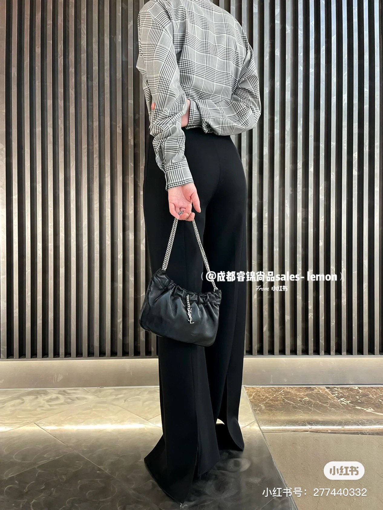 Saint laurent Ysl 专柜新款云朵型腋下链条包 681632黑色银扣