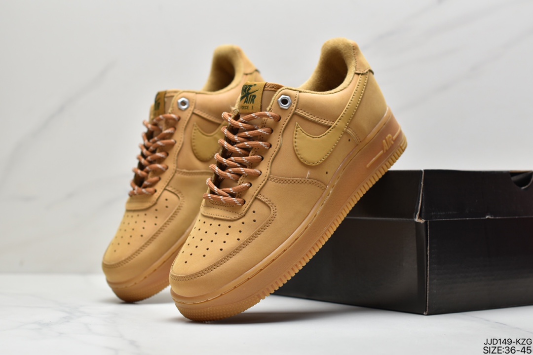 130 真标耐克Nike Air Force 1 Low ’07 WB“Wheat”空军一号低帮经典百搭休闲运动板鞋“麦黄生胶”AA4061-200