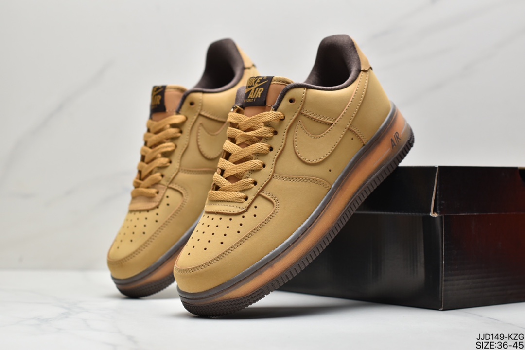 130 真标耐克Nike Air Force 1 Low ’07 WB“Wheat”空军一号低帮经典百搭休闲运动板鞋“麦黄生胶”AA4061-200