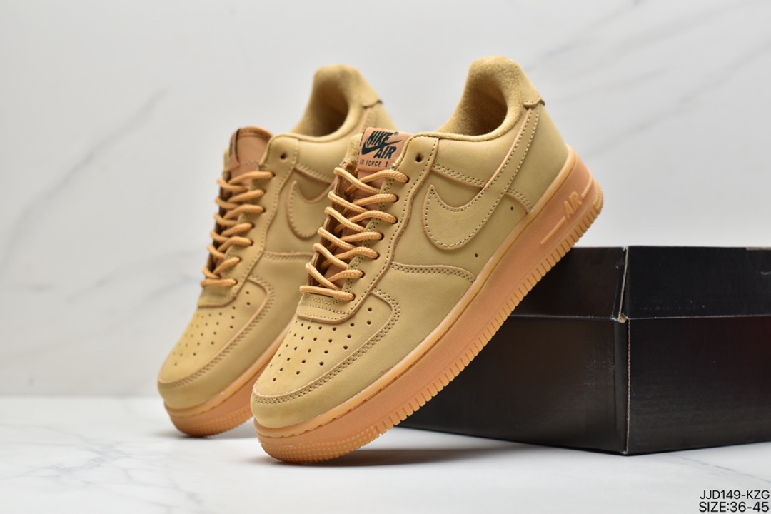 130 真标耐克Nike Air Force 1 Low ’07 WB“Wheat”空军一号低帮经典百搭休闲运动板鞋“麦黄生胶”AA4061-200
