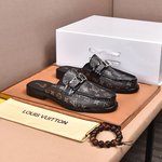 Louis Vuitton Shoes Half Slippers Plain Toe Calfskin Cowhide Genuine Leather