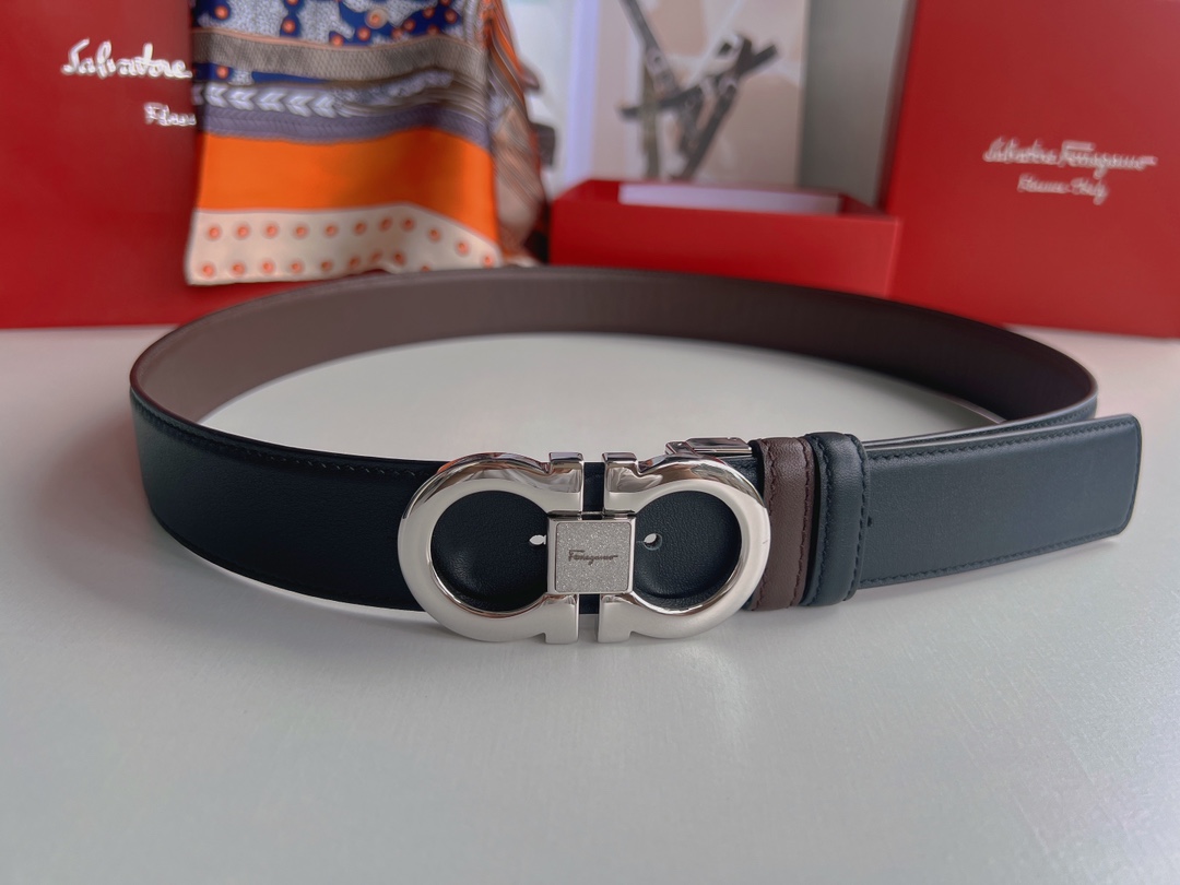 Ferragamo菲拉格慕   精品8字专柜版型金属扣男士3.5cm腰带