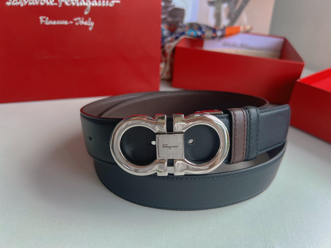 Ferragamo菲拉格慕   精品8字专柜版型金属扣男士3.5cm腰带