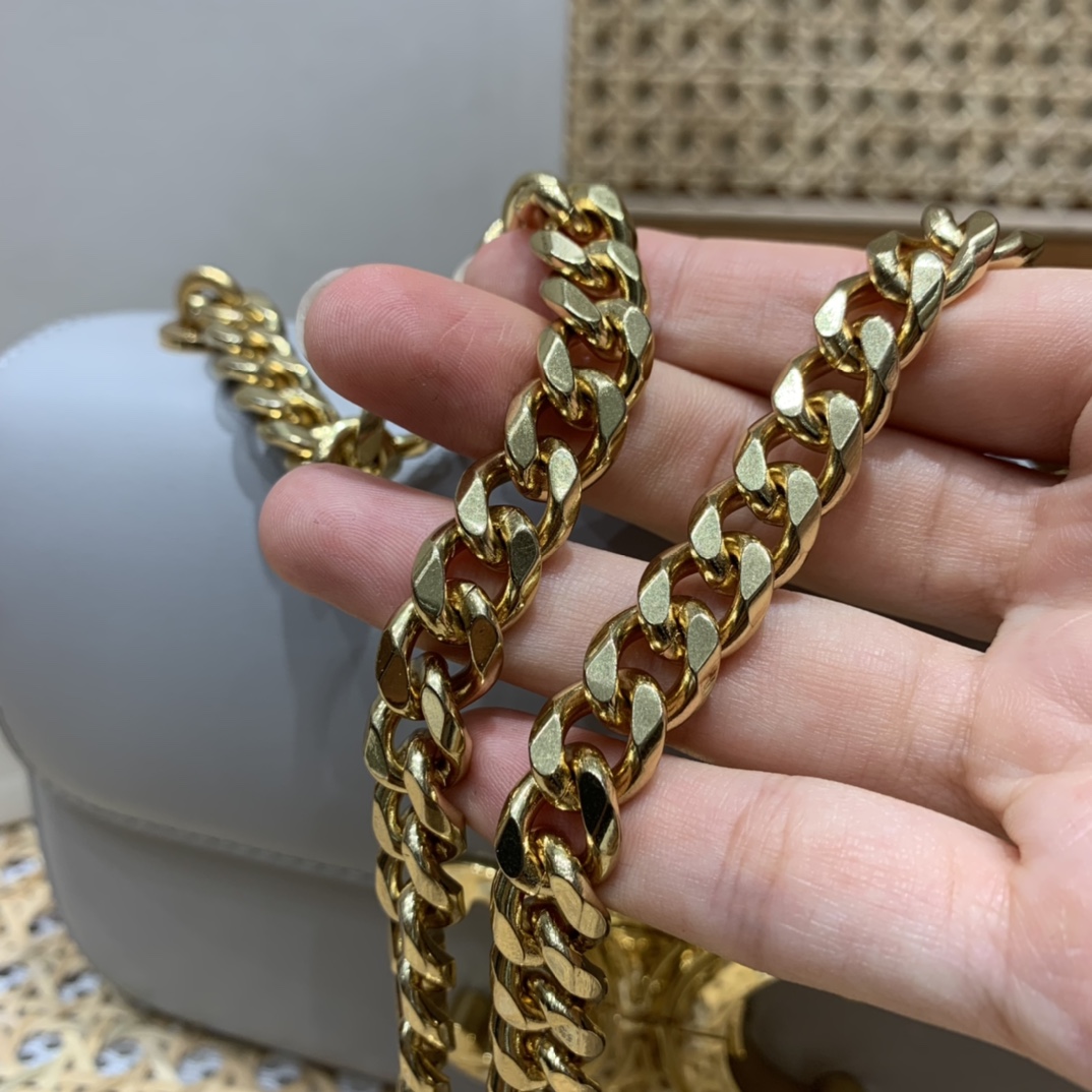 CELINE CHAIN SHOULDER 20.5CM BAG 197993灰色/金扣