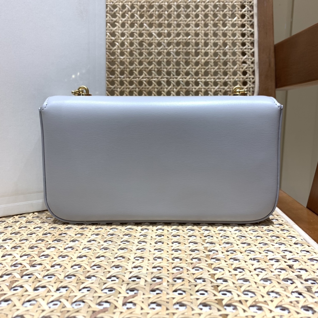 CELINE CHAIN SHOULDER 20.5CM BAG 197993灰色/金扣