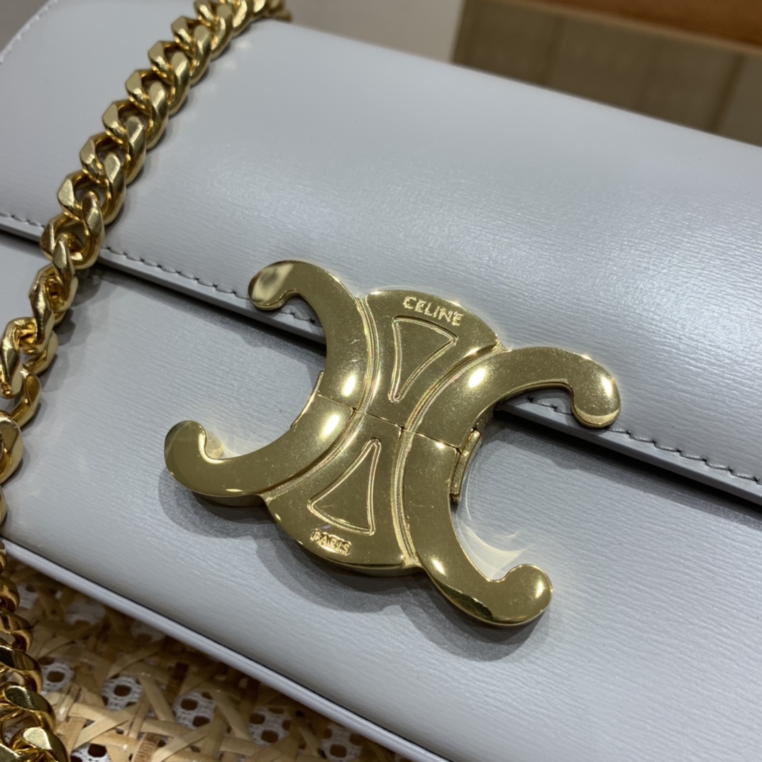 CELINE CHAIN SHOULDER 20.5CM BAG 197993灰色/金扣