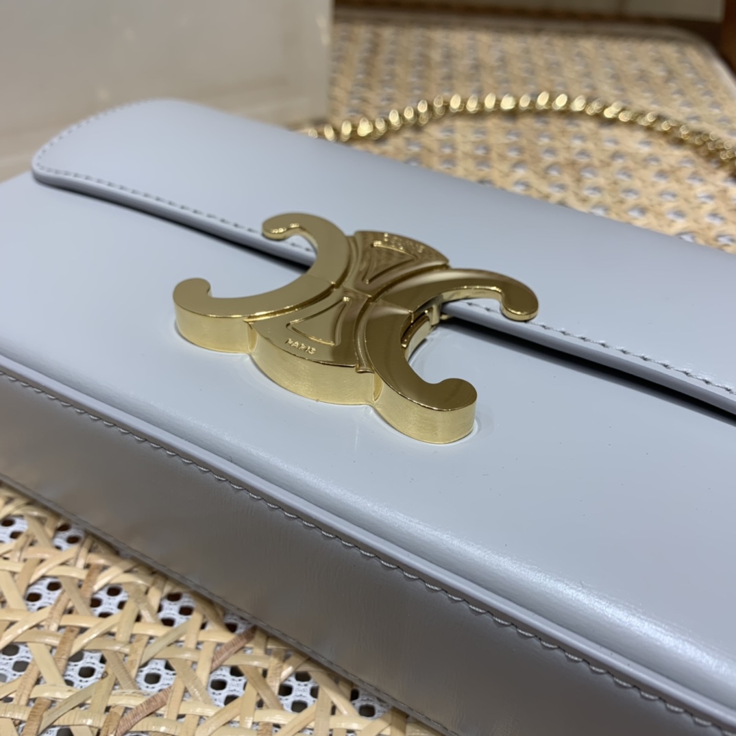 CELINE CHAIN SHOULDER 20.5CM BAG 197993灰色/金扣