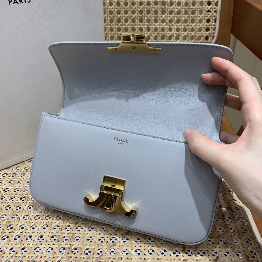 CELINE CHAIN SHOULDER 20.5CM BAG 197993灰色/金扣