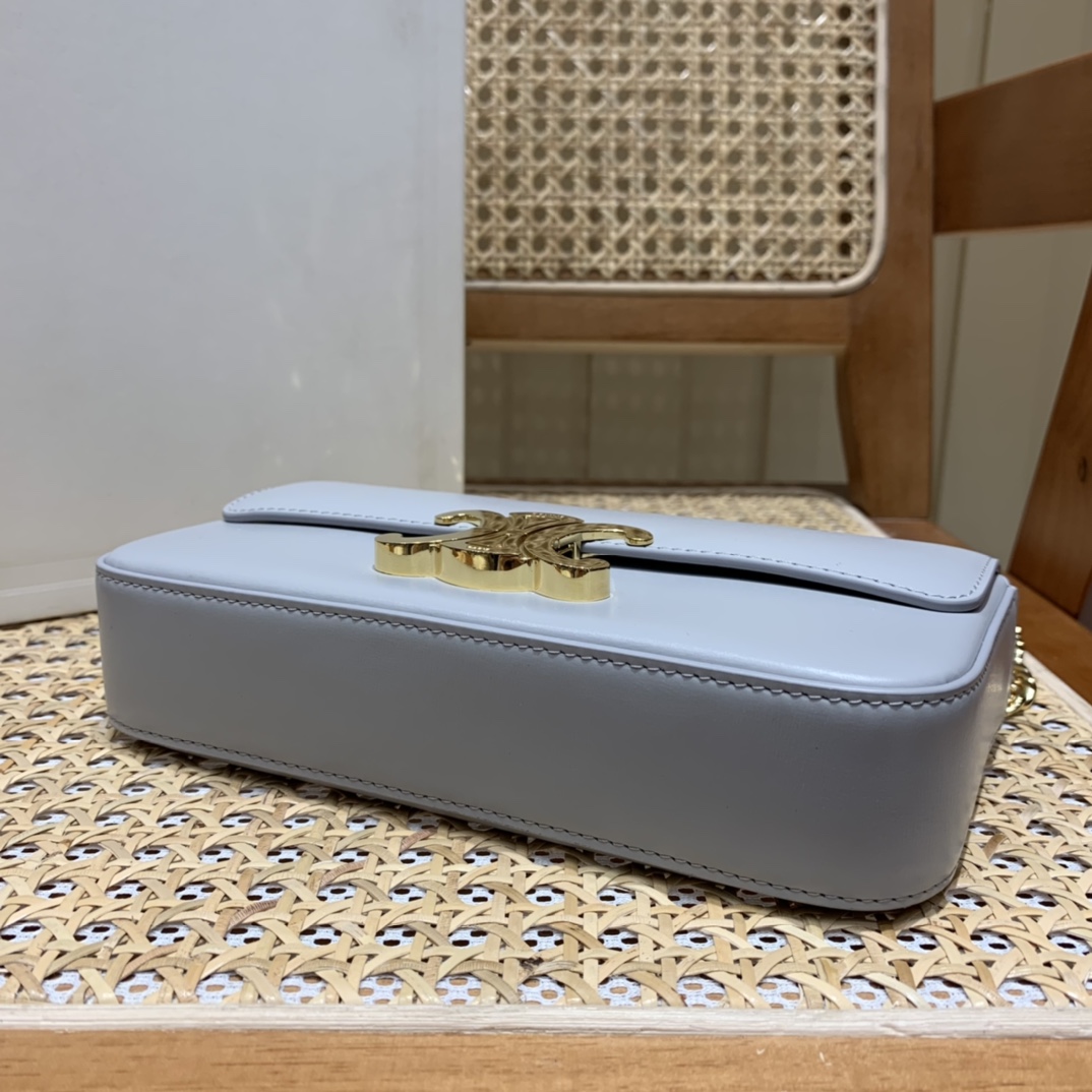 CELINE CHAIN SHOULDER 20.5CM BAG 197993灰色/金扣