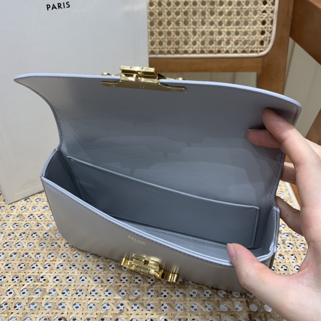 CELINE CHAIN SHOULDER 20.5CM BAG 197993灰色/金扣