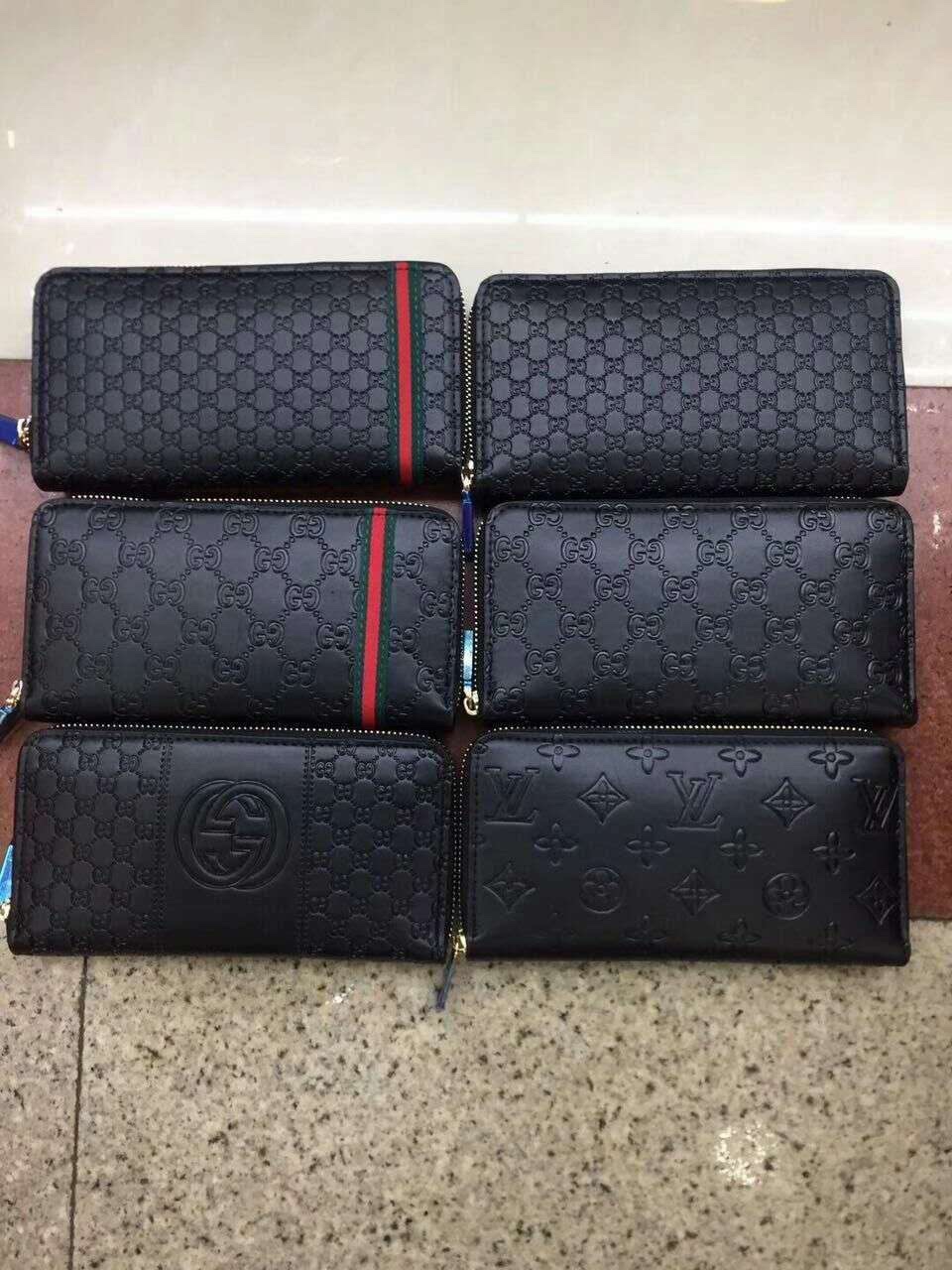 Classic leather long wallet, open view