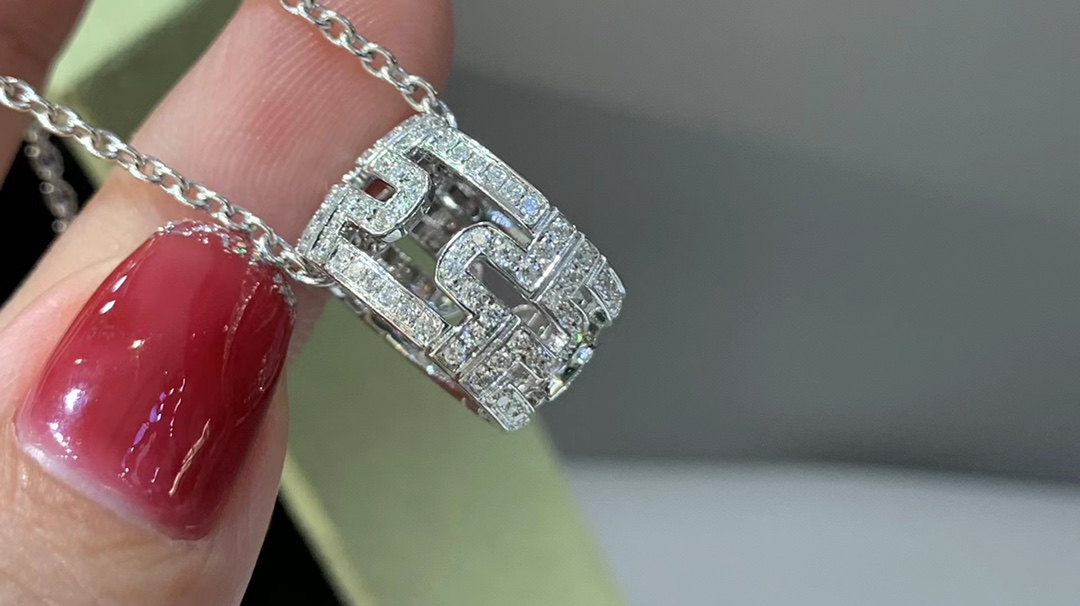 Bvlgari 宝格丽车轮回形针项链 18k金钻石精工版定制