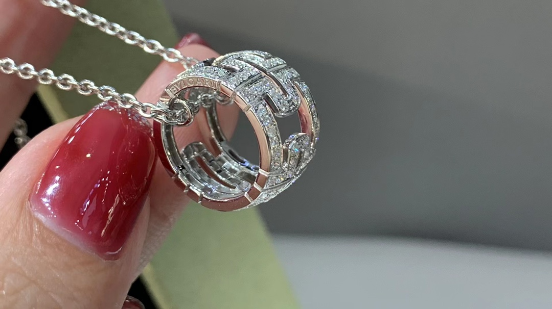 Bvlgari 宝格丽车轮回形针项链 18k金钻石精工版定制