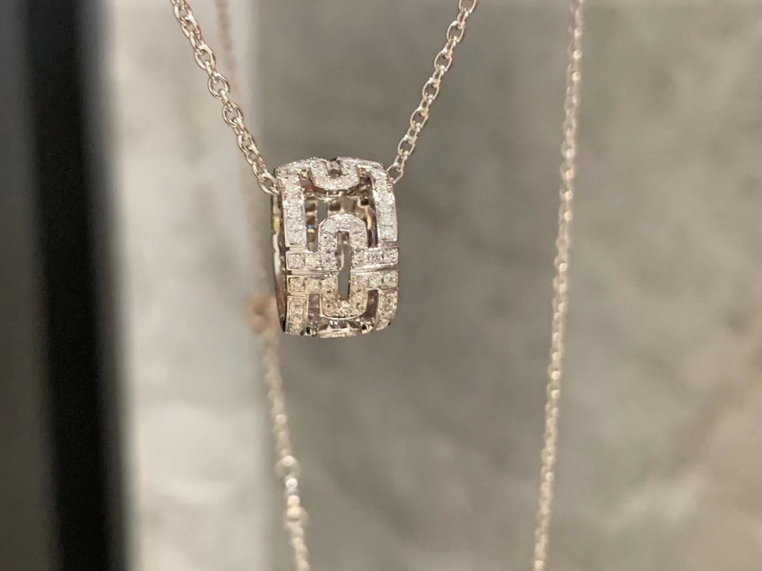 Bvlgari 宝格丽车轮回形针项链 18k金钻石精工版定制