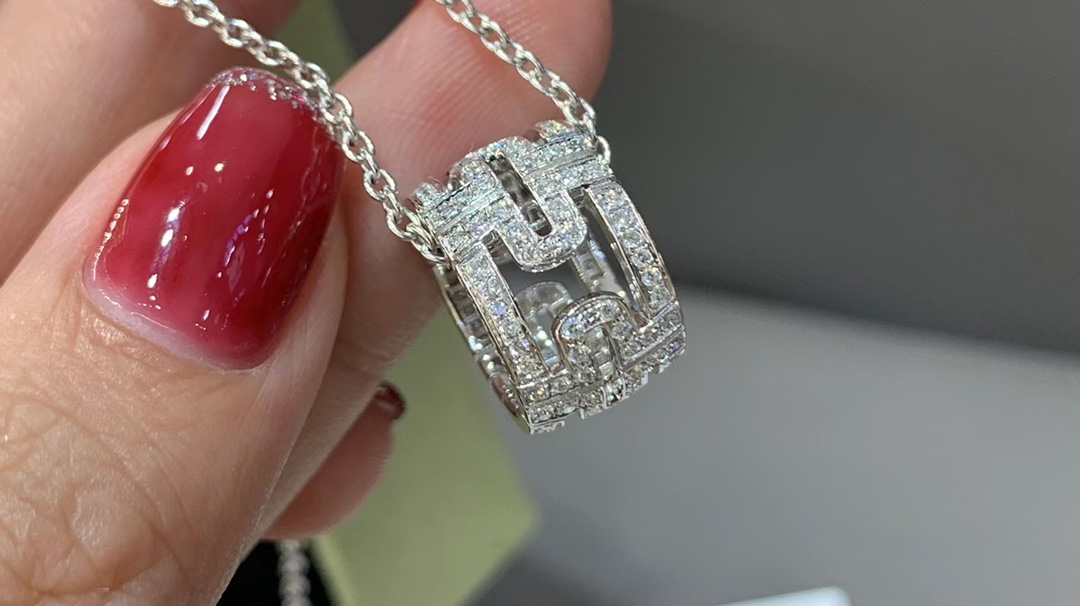 Bvlgari 宝格丽车轮回形针项链 18k金钻石精工版定制