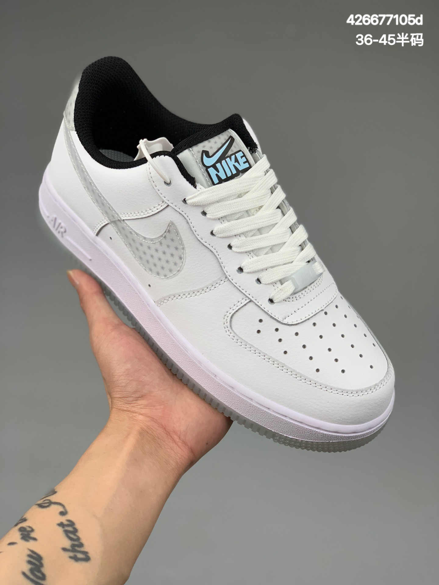 
耐克/Nike Air Force 1 Low(GS) 白灰 裸眼3D原装级别 原楦头原纸板  打造纯正空军版型#  全掌内置蜂窝气垫 # 原厂中底钢印、拉帮完美！货号：CW5909-100 尺码：36 36.5 37.5 38 38.5 39 40 40.5 41 42 42.5 43 44 44.5 45
编码:426677105d