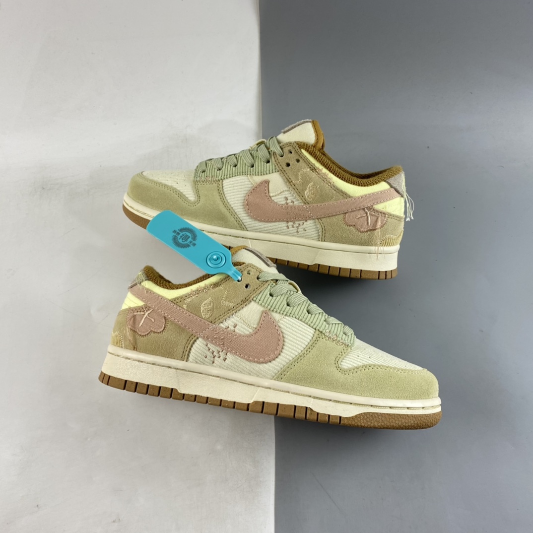 P240 Nike WMNS SB Dunk Low”Bright Side”扣篮板鞋“白绿粉灯芯绒”DQ5076-121