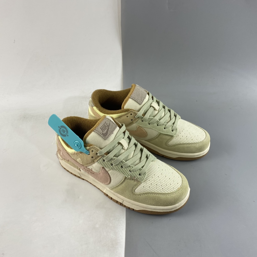 P240 Nike WMNS SB Dunk Low”Bright Side”扣篮板鞋“白绿粉灯芯绒”DQ5076-121