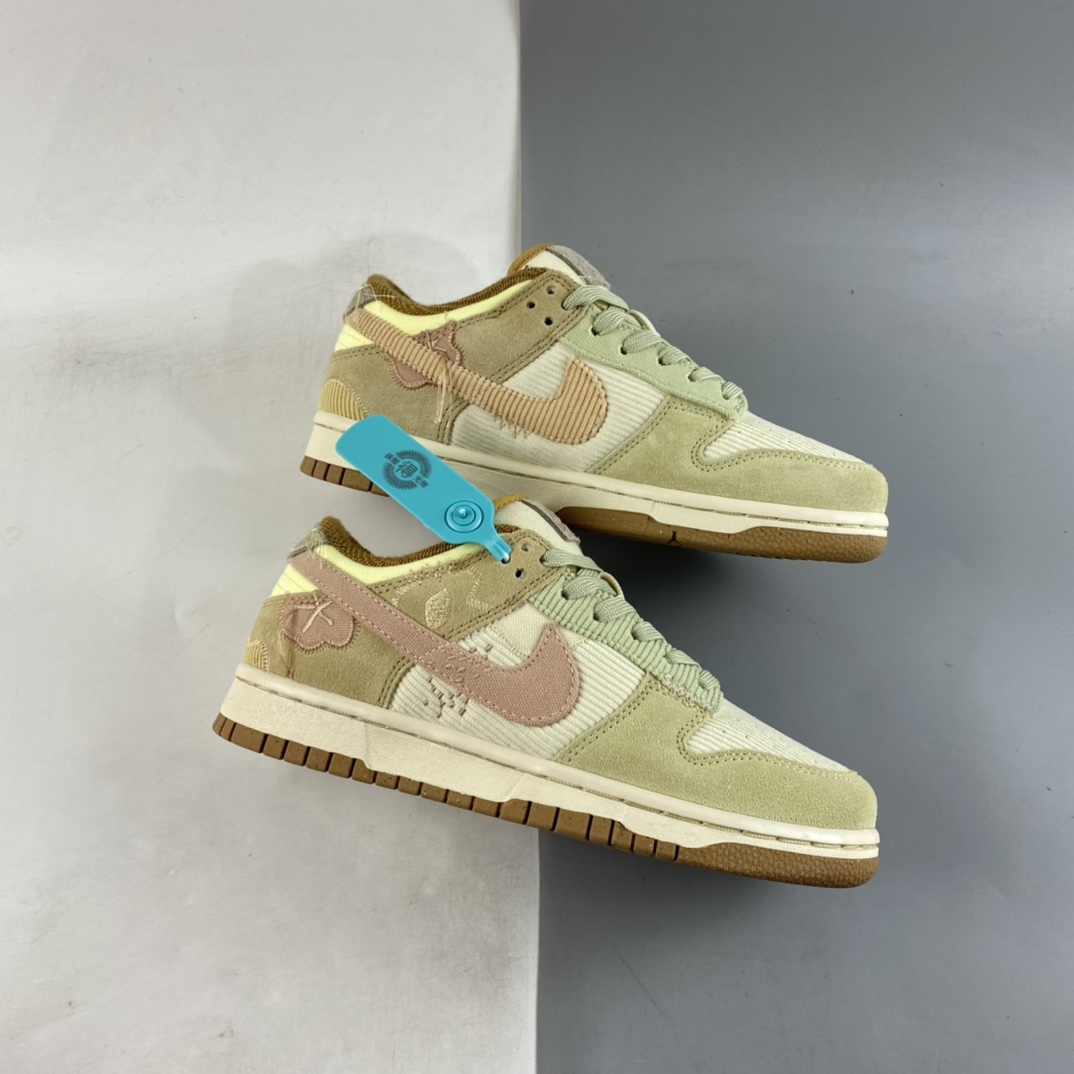 P240 Nike WMNS SB Dunk Low”Bright Side”扣篮板鞋“白绿粉灯芯绒”DQ5076-121