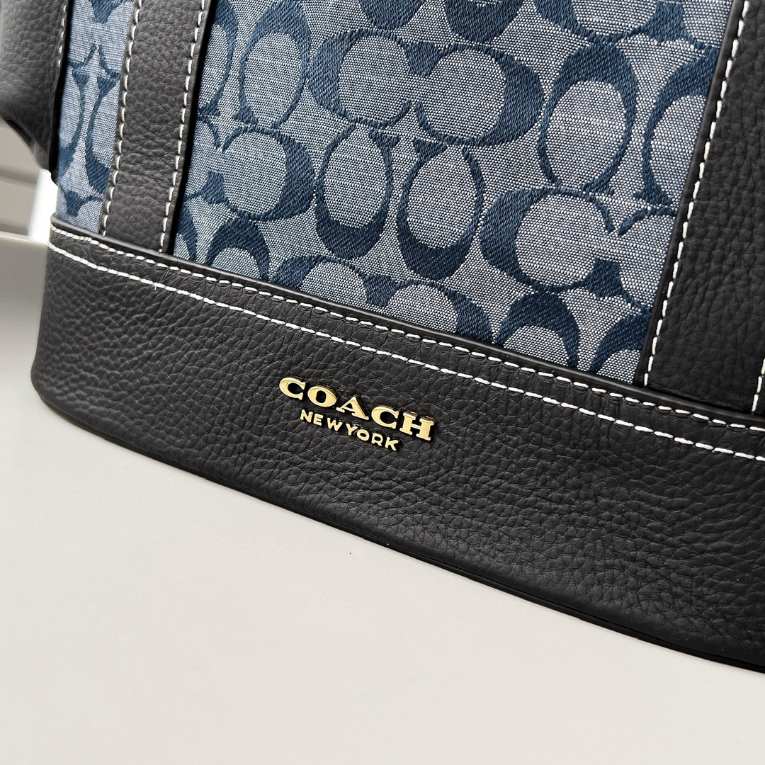 Coach 新品C8183万众期待的香布蕾系列 Hudson双肩包男士大号翻盖和拉绳开合 织布衬里垂直长度7