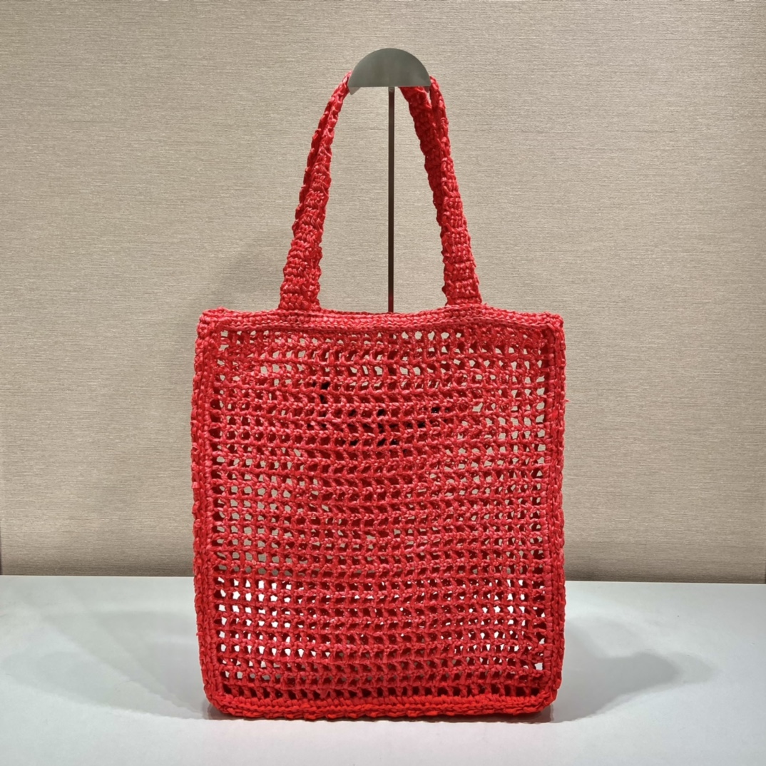 PRADA普拉达酒椰纤维托特包1BG393