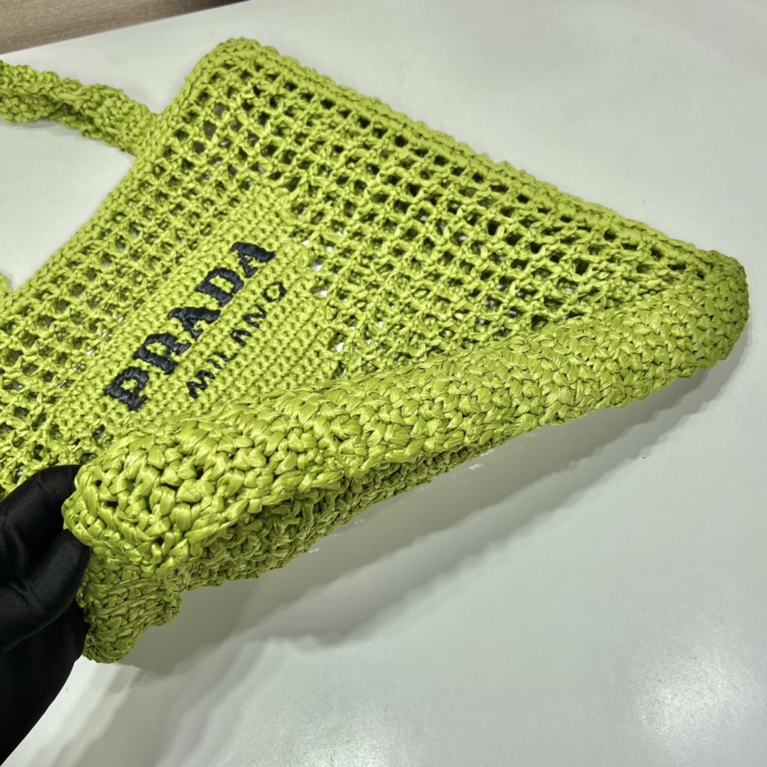 PRADA普拉达酒椰纤维托特包1BG393