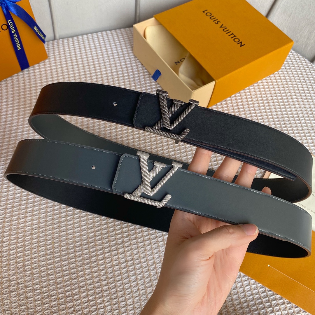 Louis Vuitton Belts 1:1 Replica Wholesale
 Black Coffee Color Grey Men Steel Buckle Calfskin Cowhide