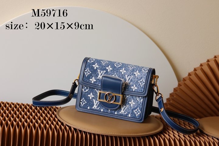 Louis Vuitton LV Dauphine Bags Handbags Cowhide Denim Vintage Chains M59716