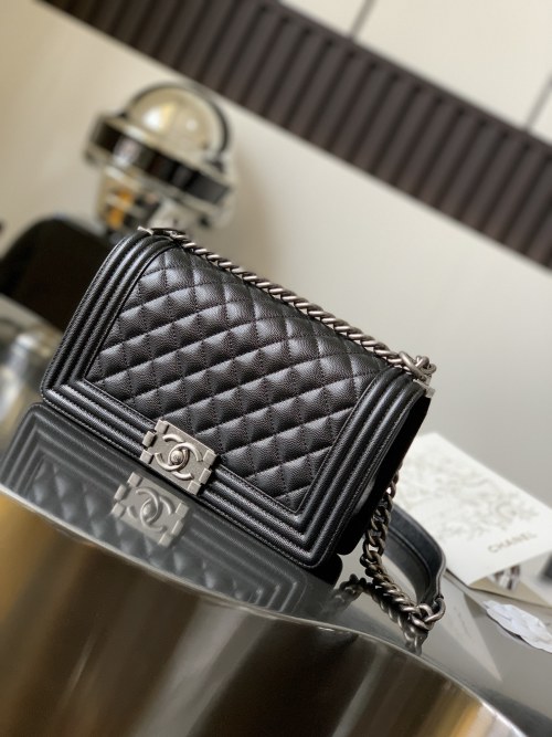Chanel Leboy Black Quilted Caviar Leather with Vintage Hardware, 25cm 1 Chanel Leboy Black Quilted Caviar Leather with Vintage Hardware, 25cm
