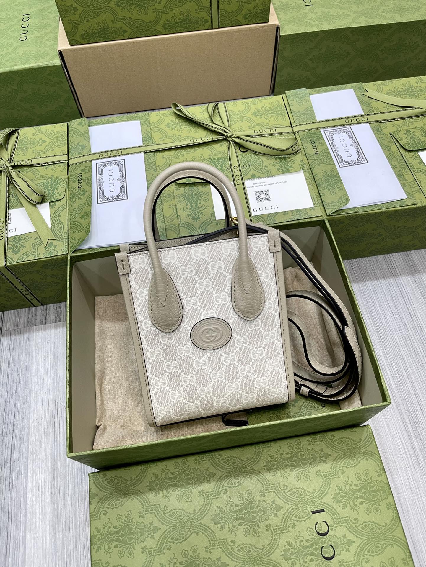 GUCCI GG Supreme帆布 迷你托特包 雙G標牌