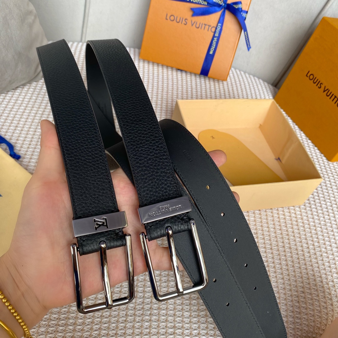 Louis Vuitton Belts Men Calfskin Cowhide