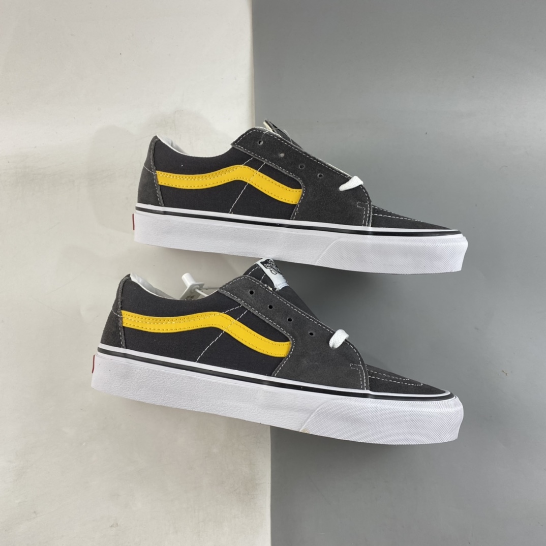 P150 Vans Sk8-Low 余文乐同款 范斯2022春夏新款复古黑黄低帮休闲滑板鞋 VN0A4UWUUKFRL1