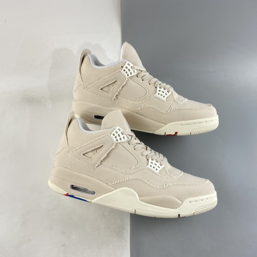 P380 Air Jordan 4 Retro "Canvas" AJ4 乔4米白帆布  DQ4909-100