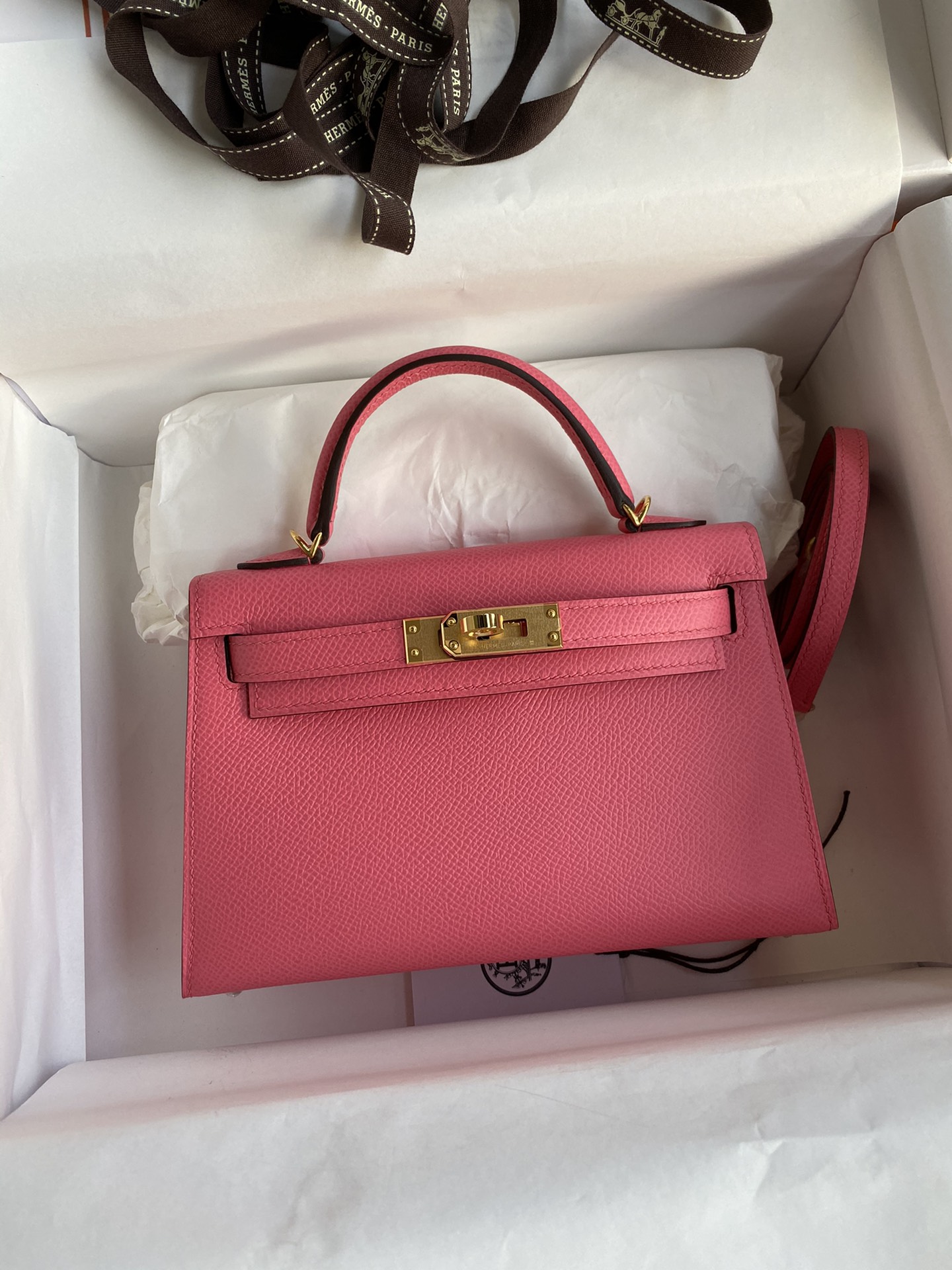 Most Desired
 Hermes Kelly Handbags Crossbody & Shoulder Bags Dark Pink Gold Hardware Epsom Mini