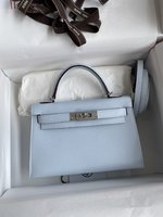Hermes Kelly Shop
 Handbags Crossbody & Shoulder Bags Blue Silver Hardware Epsom Mini