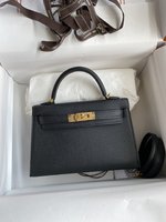 Hermes Kelly Buy Handbags Crossbody & Shoulder Bags Black Gold Hardware Epsom Mini