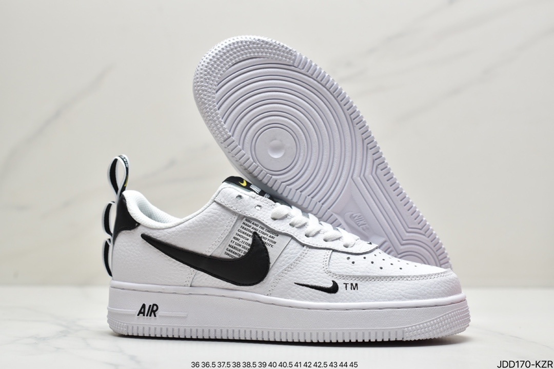 120 真标 Nike Air Force 1 Utility White BLACK 白黑结构 空军一号百搭运动板鞋 AJ7747-100