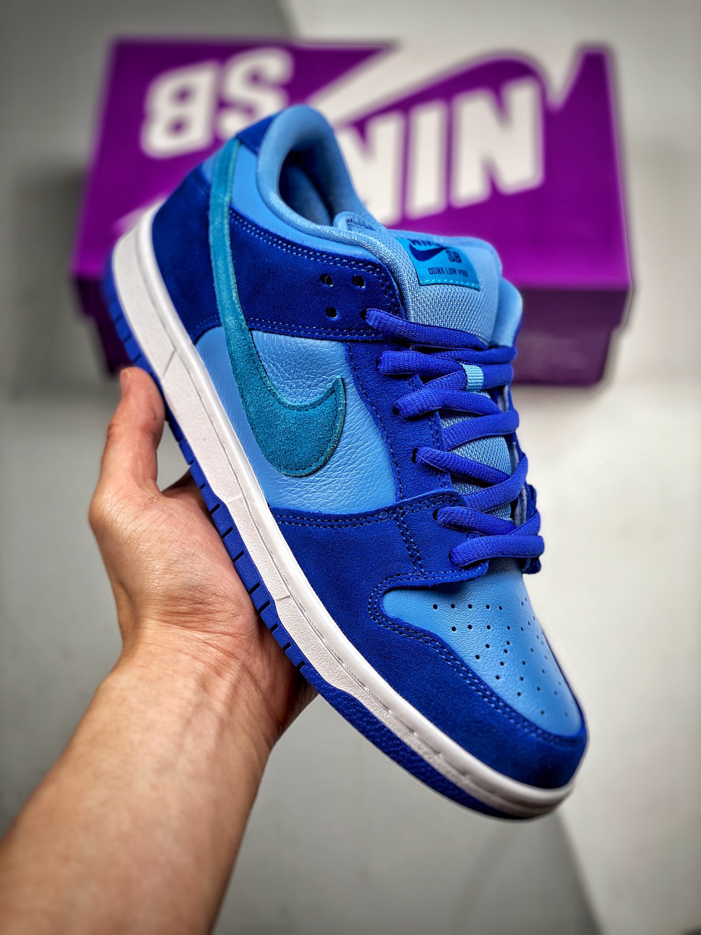 -4 Nk Dunk SB Low azul frambuesa, producción original de fábrica grande, lanzamiento con fotos reales, materiales de pr…