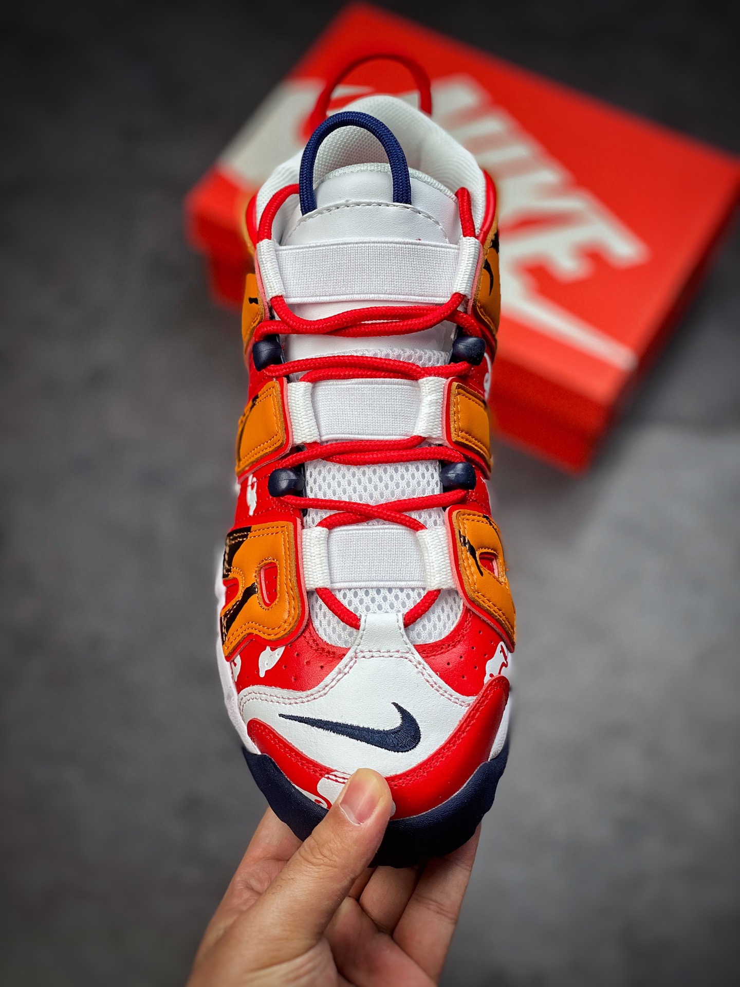 260 【定制球鞋】Nike Air More Uptempo(GS)大Air 虎年新年定制虎纹祥云高帮复古篮球鞋 CZ7885-100