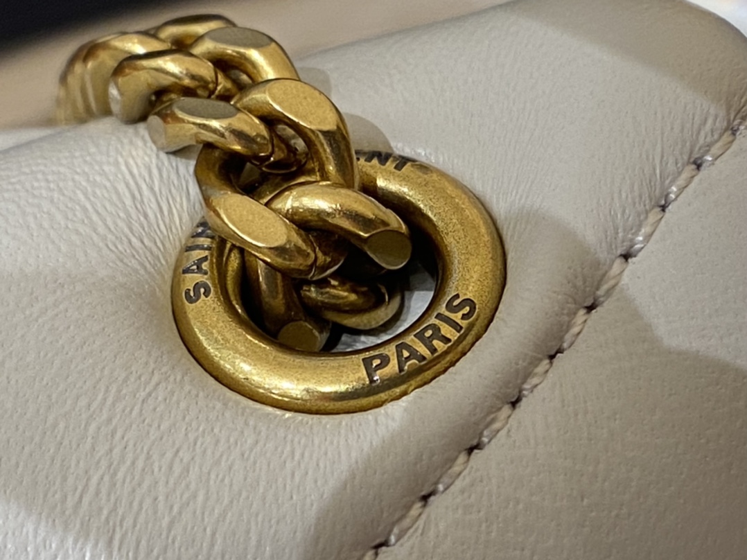 Ysl LOULOU PUFFER 23CM 迷你绗缝小羊皮包 620333白色/金扣