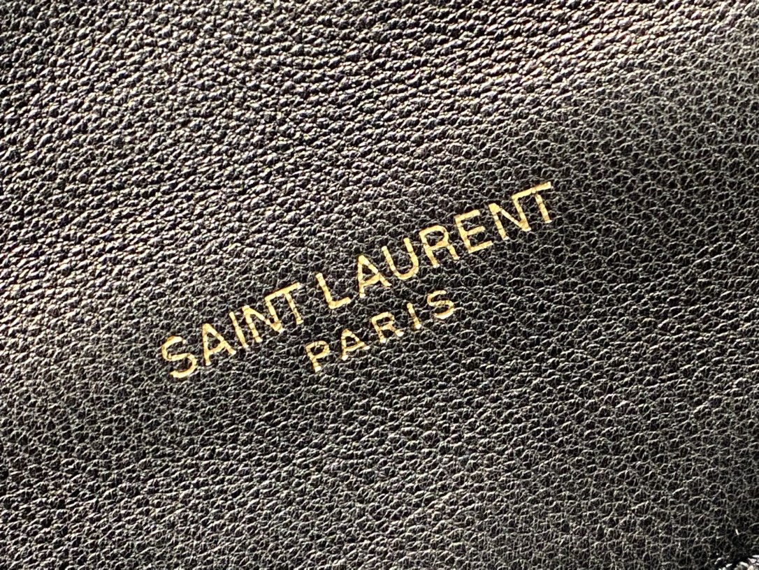Ysl LOULOU PUFFER 23CM 迷你绗缝小羊皮包 620333黑色/金扣