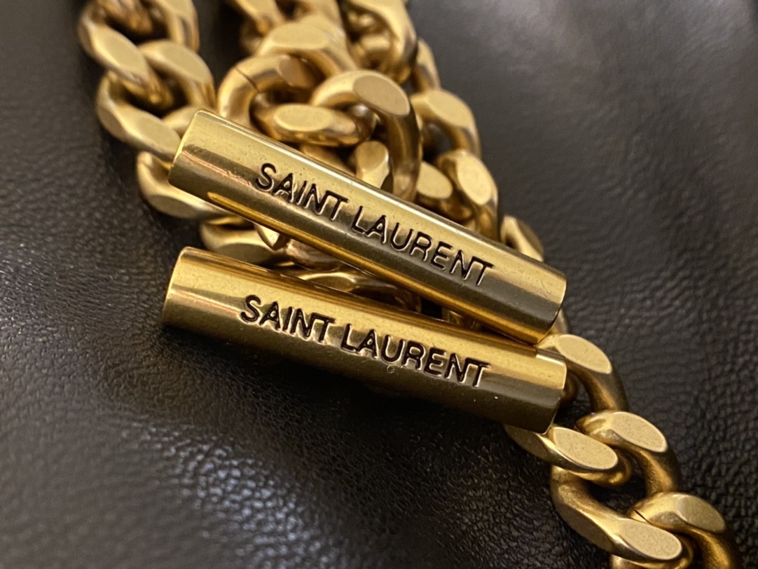 Ysl LOULOU PUFFER 23CM 迷你绗缝小羊皮包 620333黑色/金扣