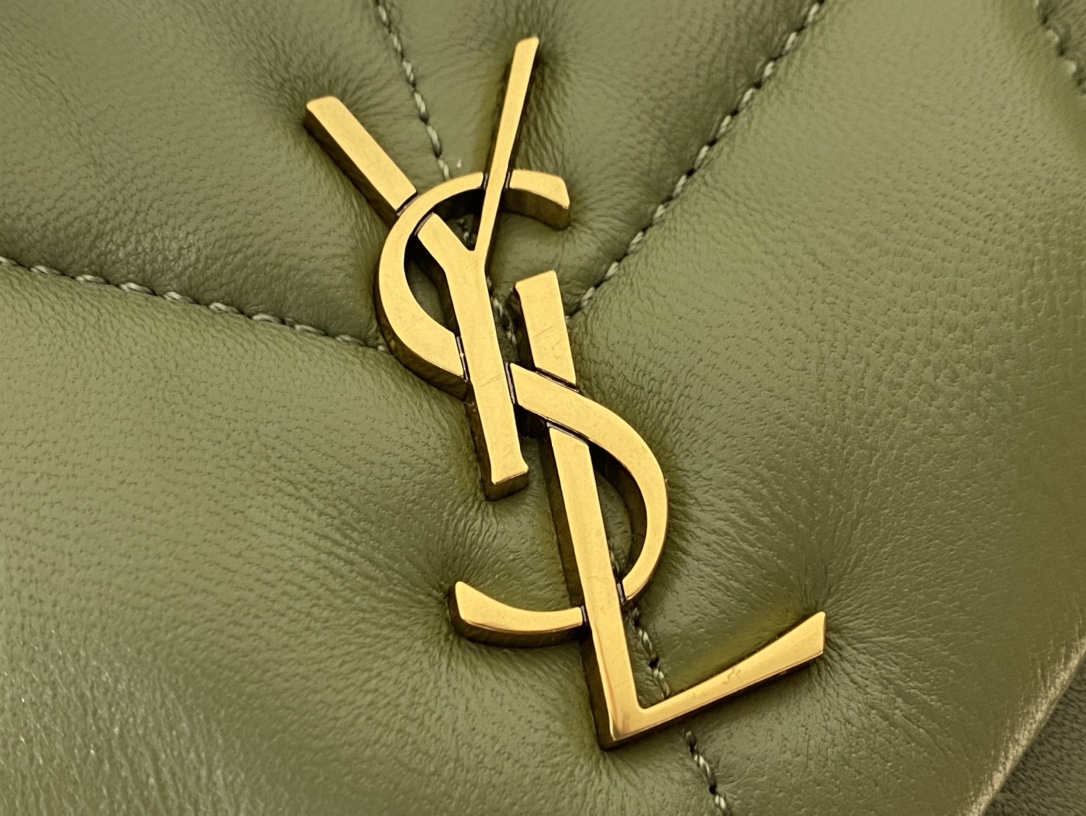 Ysl LOULOU PUFFER 23CM 迷你绗缝小羊皮包 620333牛油果绿/金扣