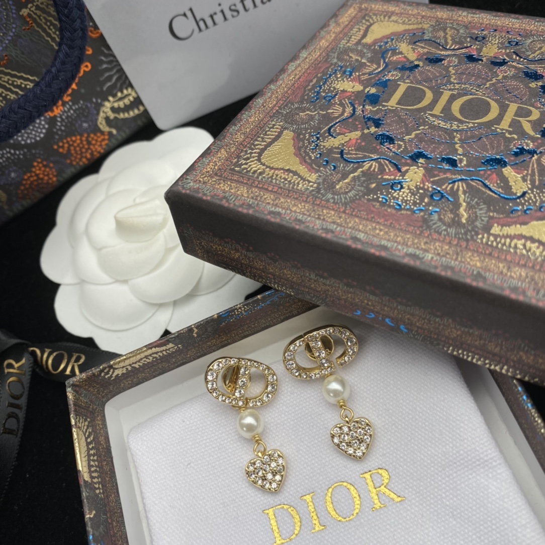 Dior Joyas Pendiente Incrustados con diamantes Vintage