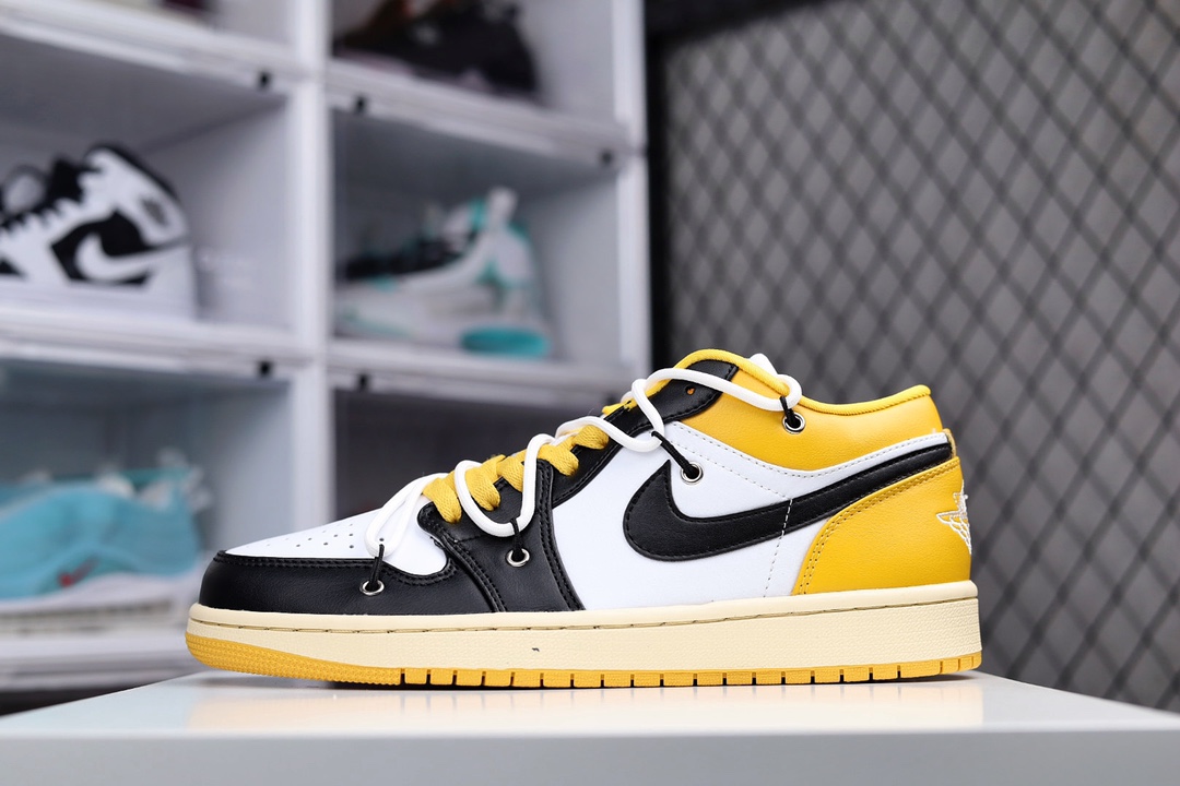 H0 大次 Air Jordan AJ1 Low 黑黄解构低帮 553558-171 全新流水线出品 最强版 全部原鞋开发 原楦原纸板开发 全鞋电脑针车 原厂内置全掌气垫 原盒内在原标 唯一Zp原版鞋带绑法 免检产品 全新2022版型 全头层皮料 完美零毛边处理 原厂配置全掌气垫×993YJJB