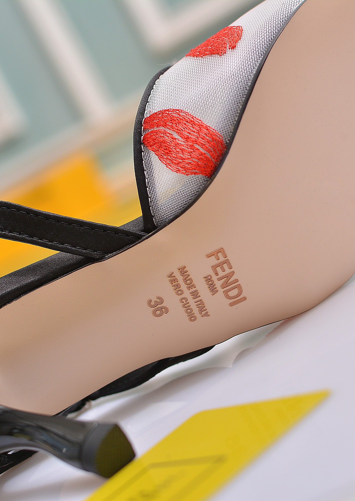 Fábrica de la nueva Fendi zapatos de tacón alto 8,5 cm / tacón medio 5,5 cm en punta tela: multicolo